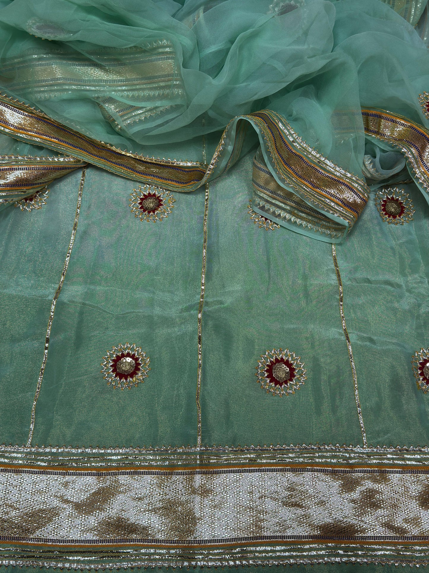 Partywear tissue fabric Rajasthani poshak