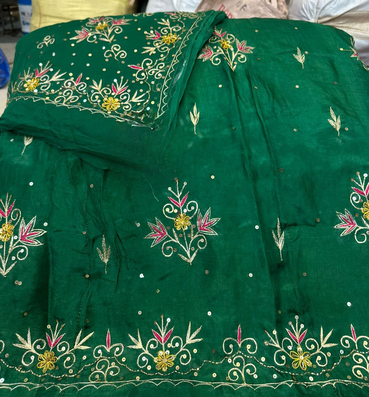 Heavy upada fabric Resam Thakurji pyor odhna taara  katdana handwork Elegant poshak