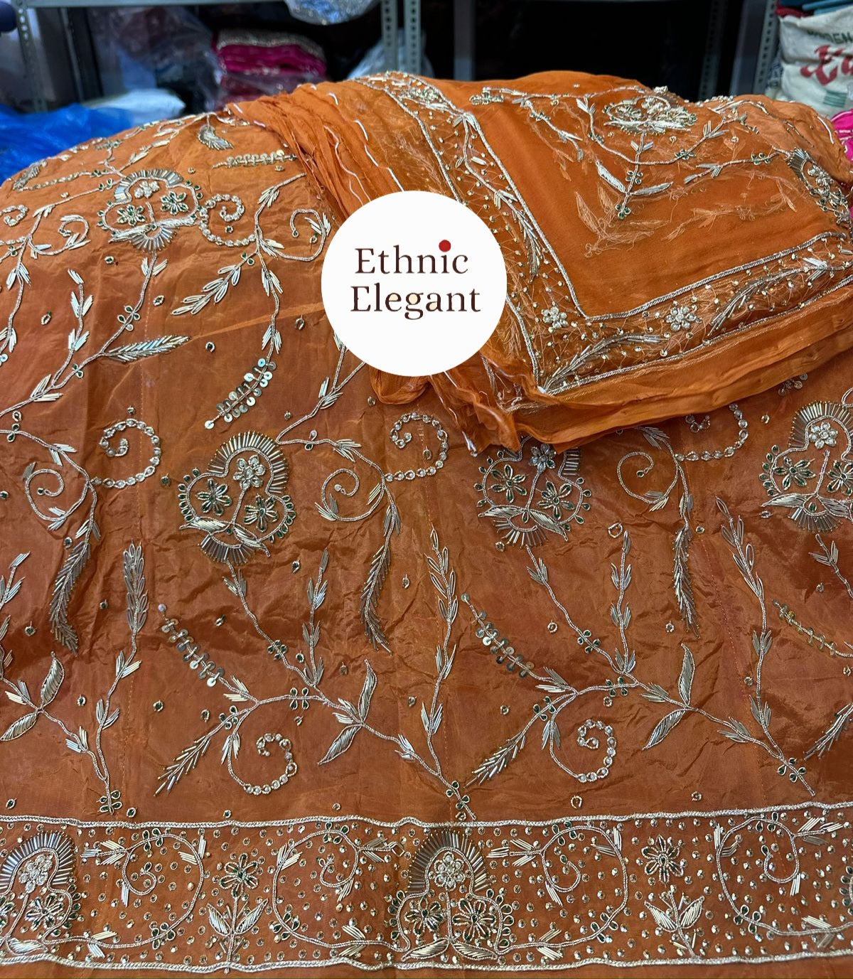 Premium Natural Silk Thakurji Poshak with Pure Odhna & Heavy Jardoji Dabka Work