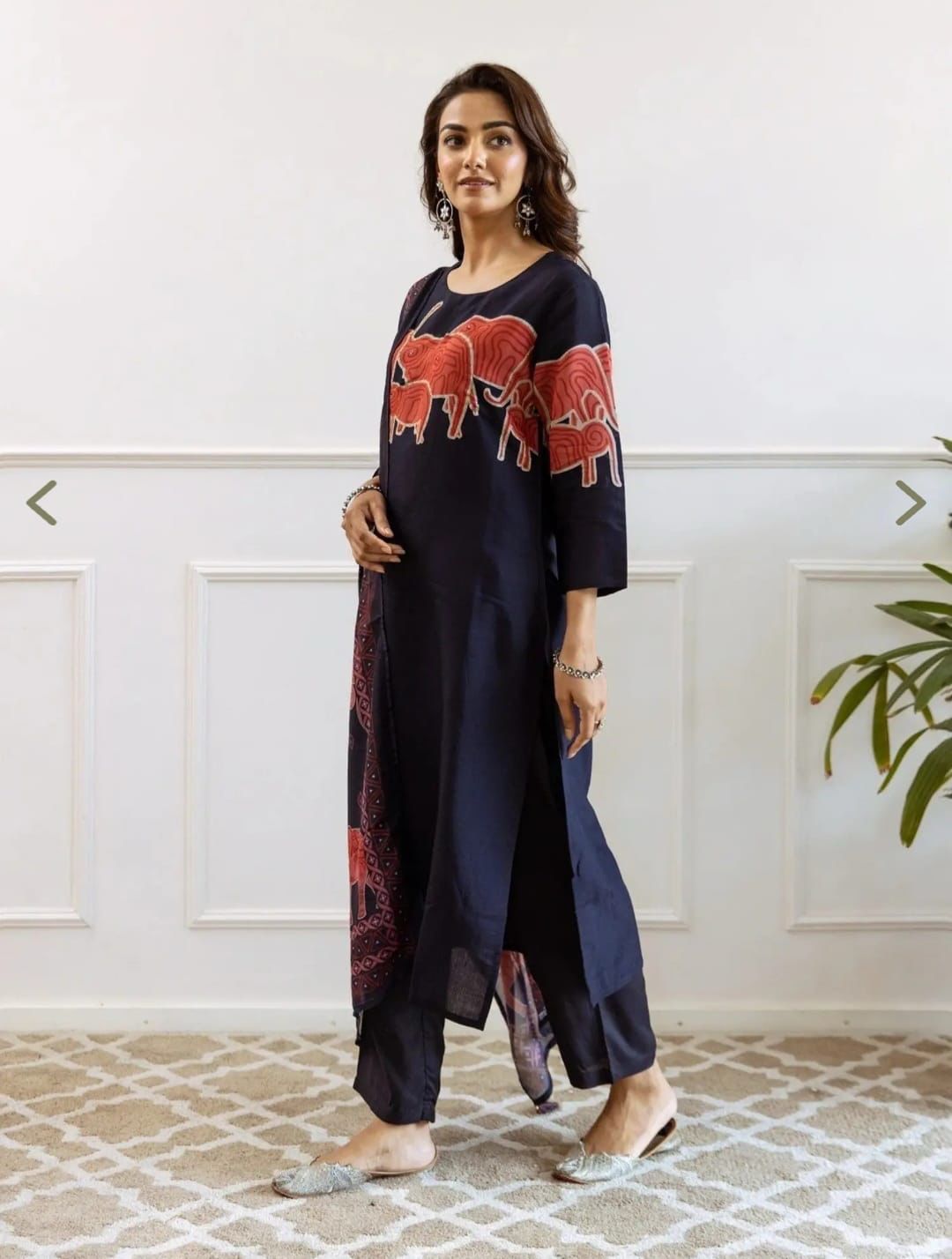 Beautifully decorated with handwork weaving and prints Suit Set  Size - M(38), L(40), XL(42), XXL(44), 3XL(46)*