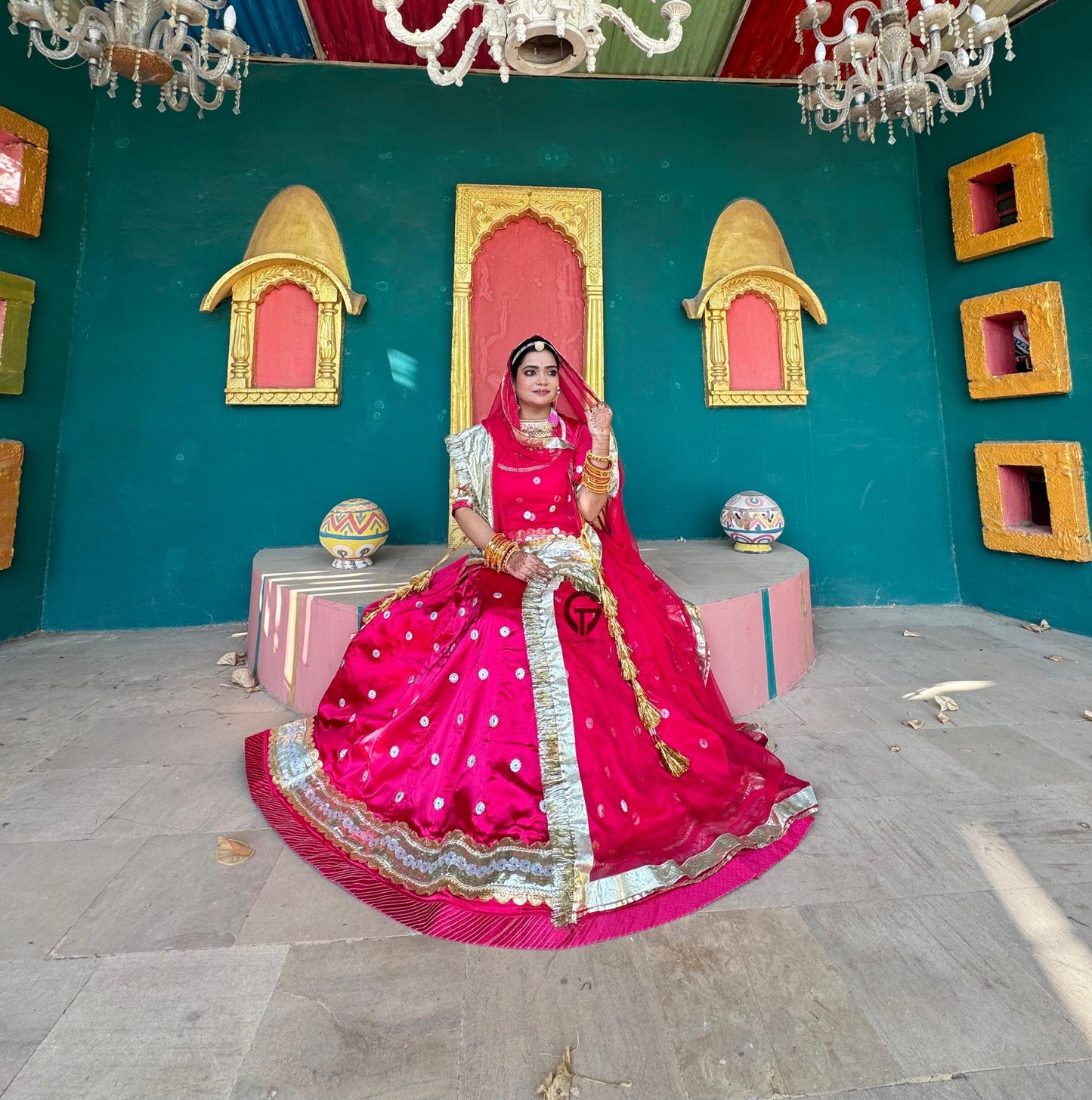 Elegant satin pure odhna royal look poshak