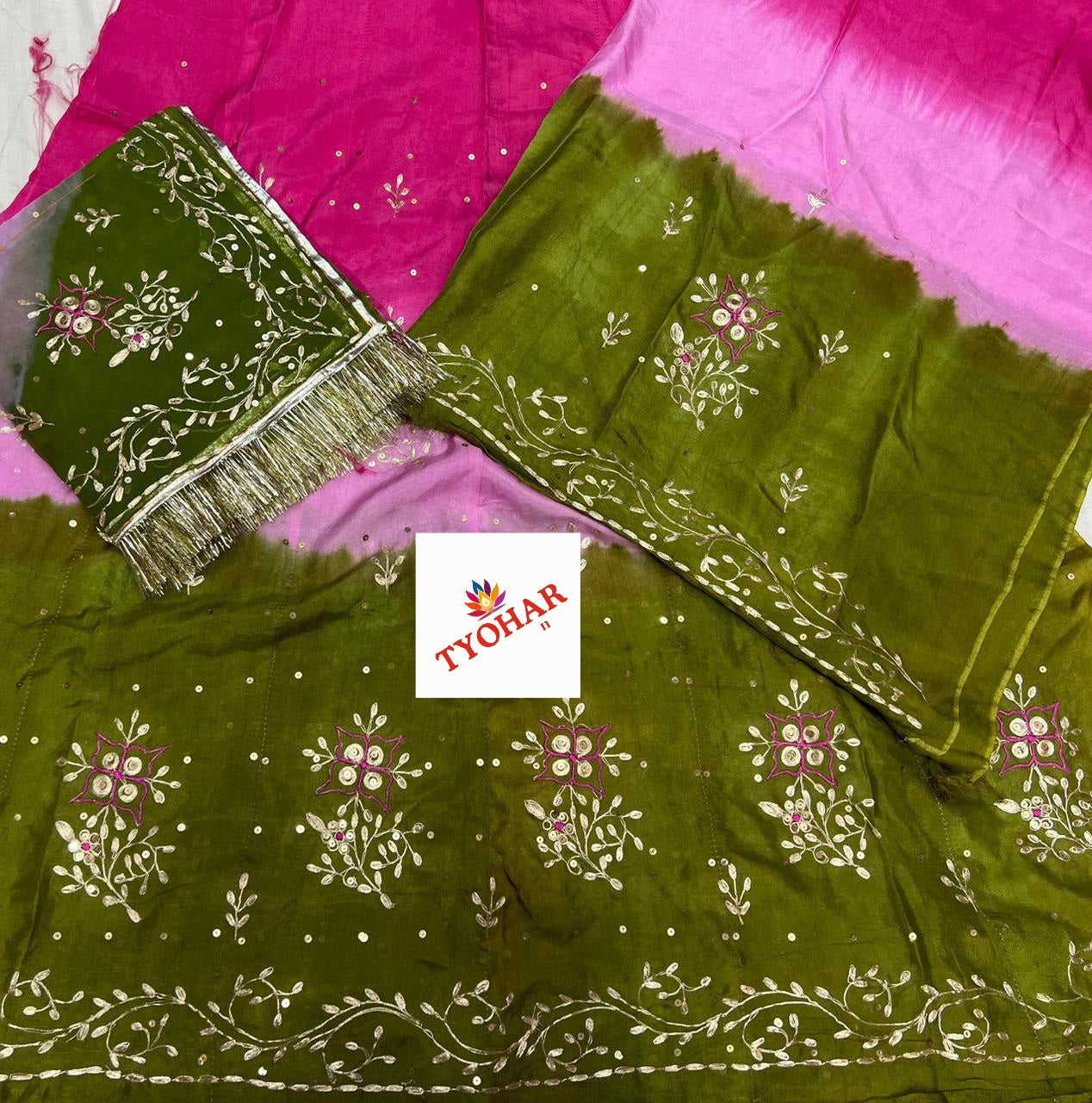 Boutique Party Wear Poshak: New Upada Crape Fabric | 3D Shaded Colors & Hand Aari Work