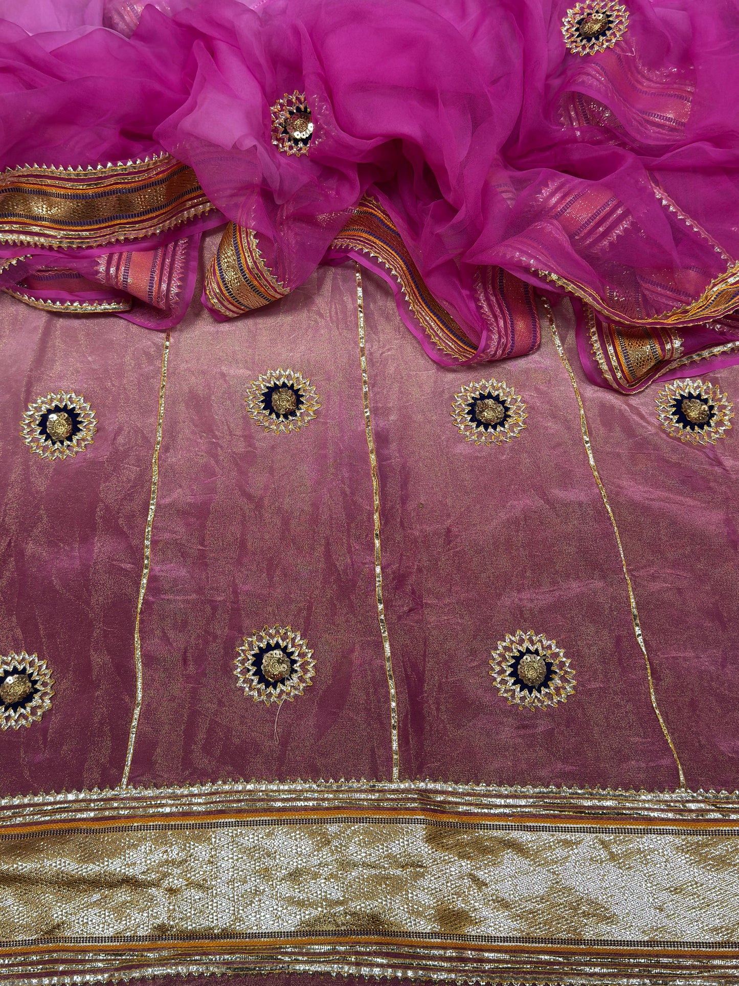 Partywear tissue fabric Rajasthani poshak