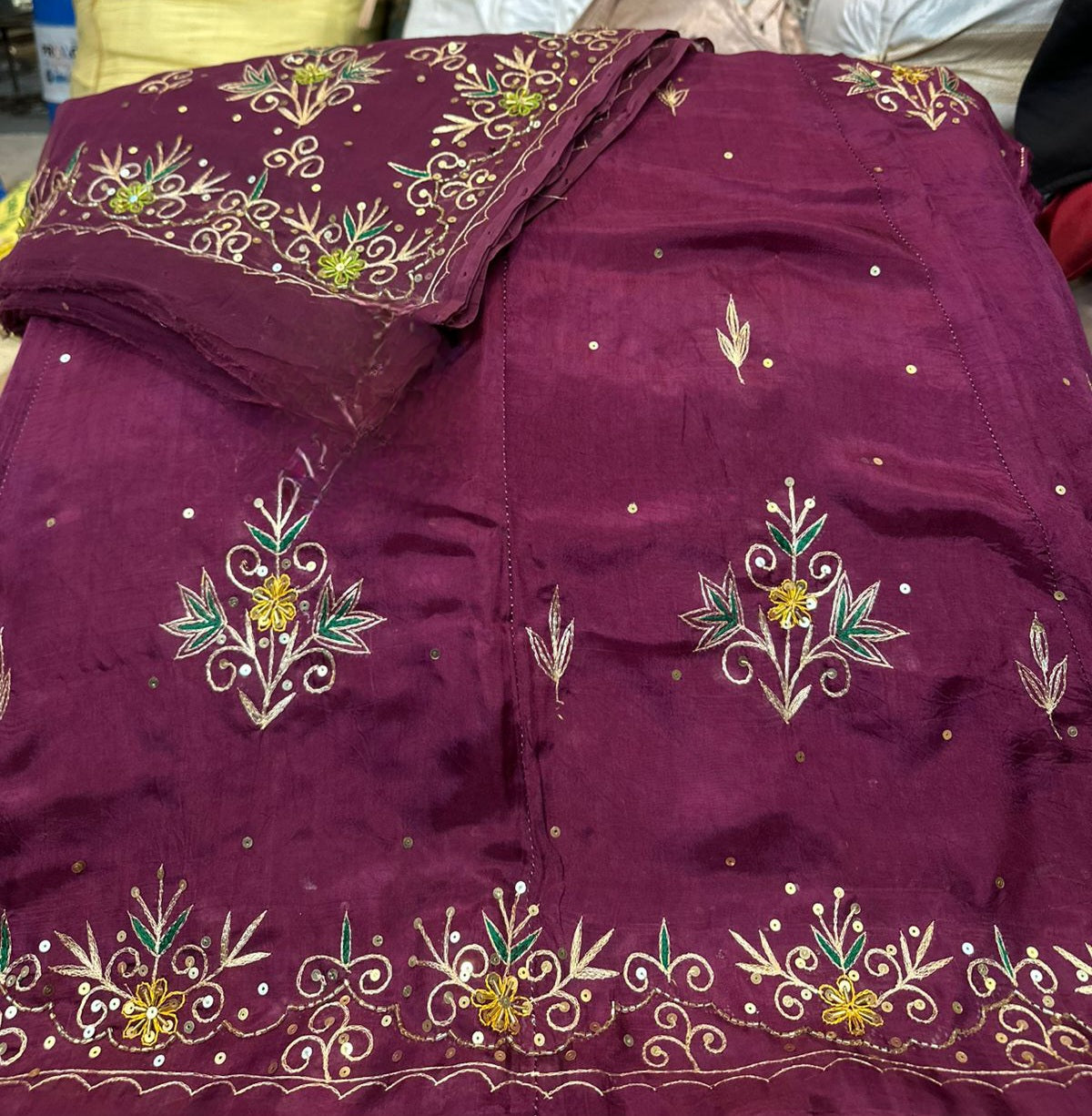 Heavy upada fabric Resam Thakurji pyor odhna taara  katdana handwork Elegant poshak