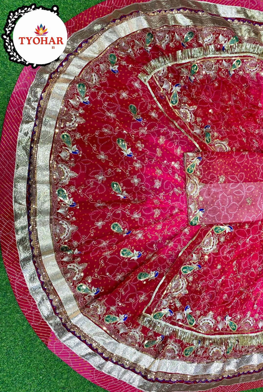 Elegant RAI BHANDHEJ multishaded BOUTIQUE ZARI WORK poshak