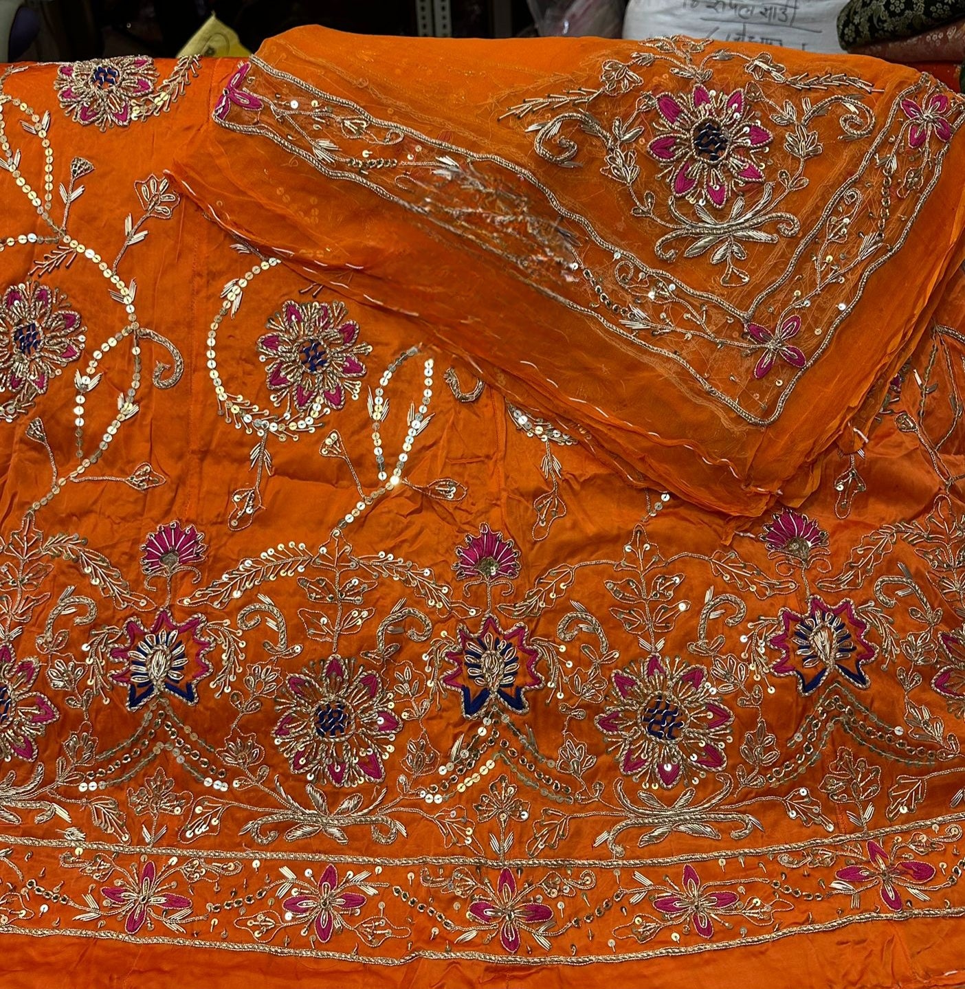 Heavy Bembar satin thakurji pure odhna heavy jardoji dabka work beautiful poshak