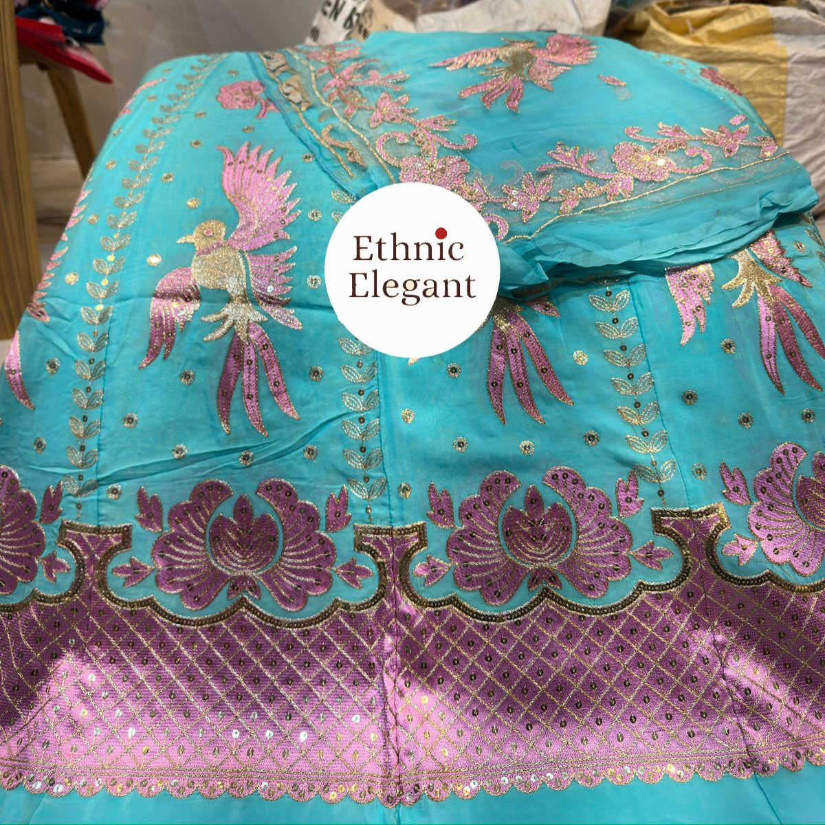 Elegant Natural Silk Thakurji Odhna Poshak with Intricate Patch Hand Embroidery   code: sy