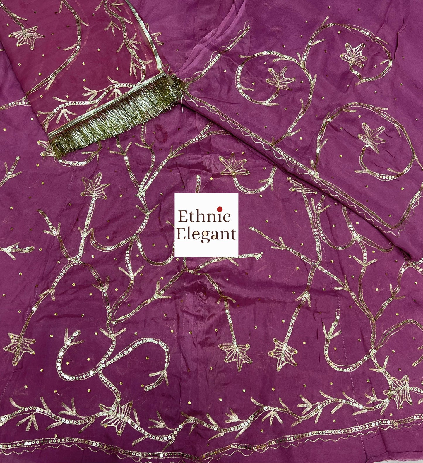 Humrahi Pure Odhani with Jari–Aari–Tari Handwork | Elegant Rajasthani Partywear Poshak