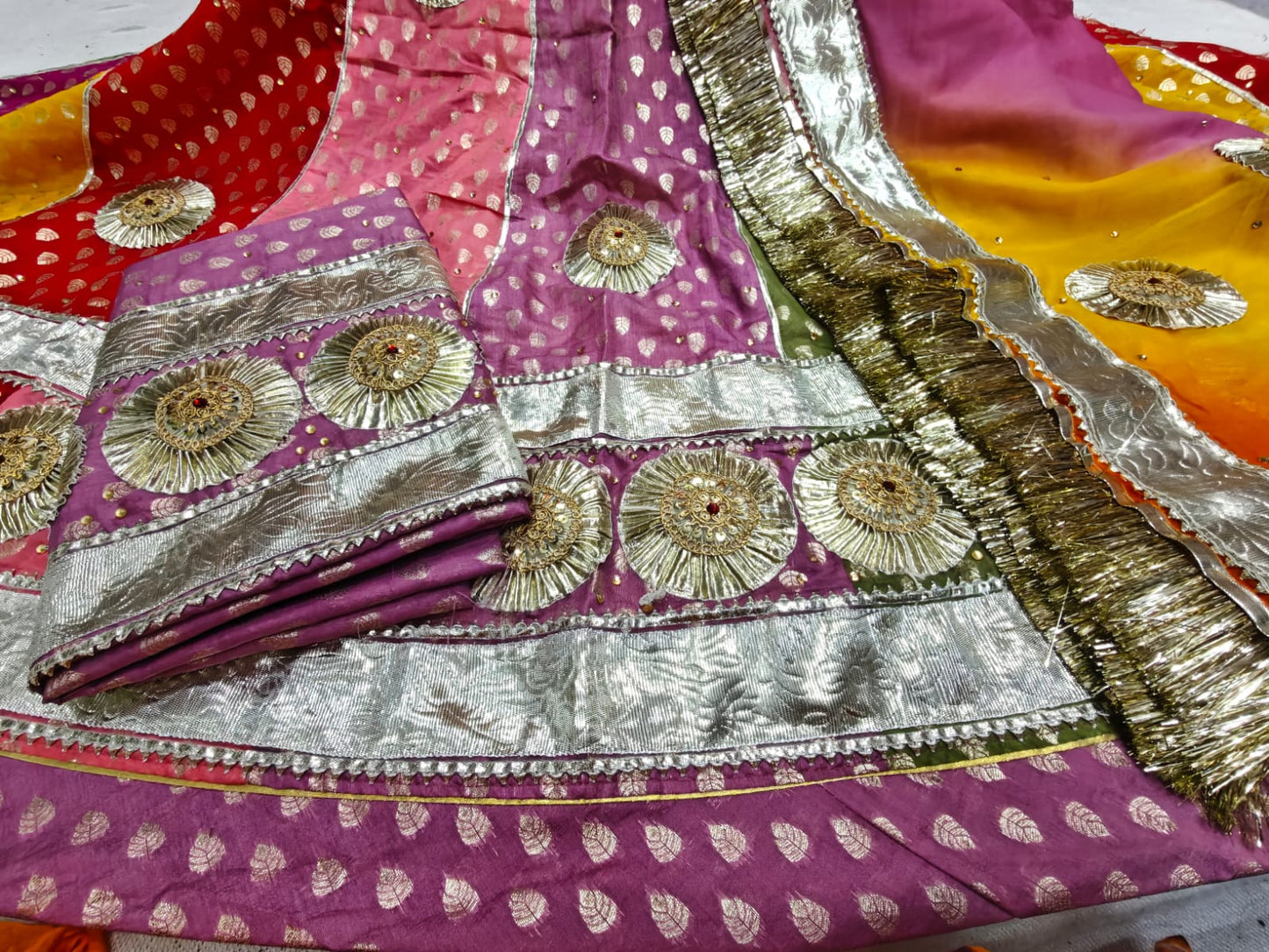 Elegant Multicolour Rajasthani Poshak with Heavy Gota Work | Traditional Rajwadi Wear