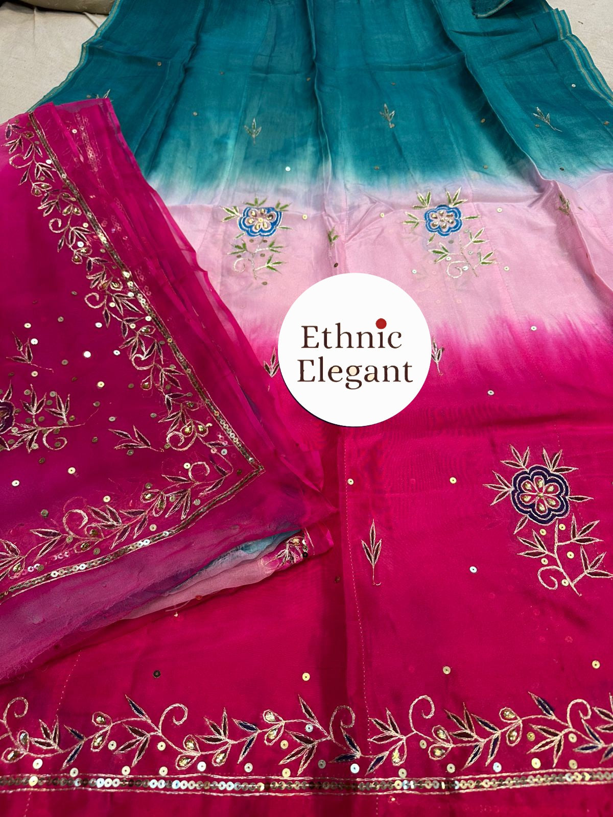 Heavy upada thakurji pure odhna painting + resam handwork Rajasthani poshak