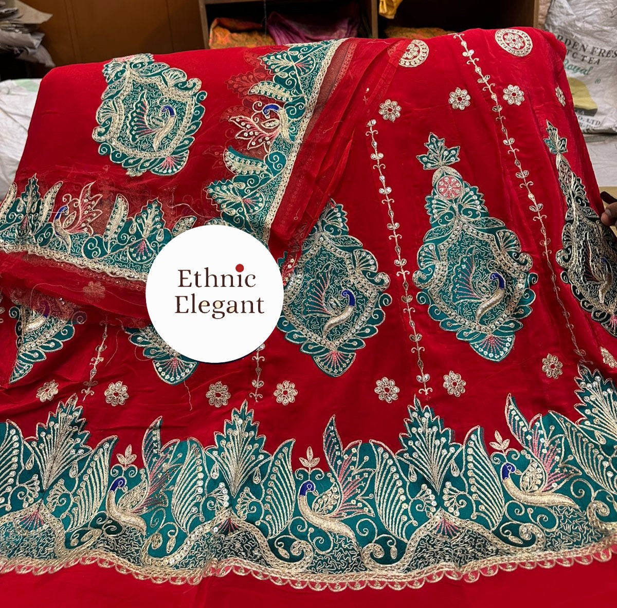 Natural silk thakurji pure odhna original copper work handwork elegant poshak