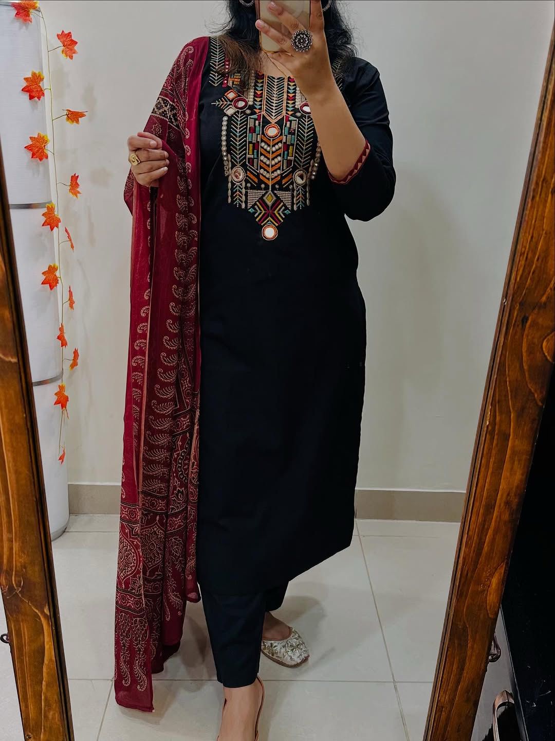 Beautiful Embroidery 3pcs pure cotton kurti set Size: *M/38, L/40, XL/42, XXL/44,XXXl/46*