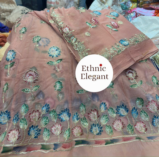 Elegant Tissue Silk Thakurji Poshak with Peacock Hand Painting & Taara Embellishment    code:sy