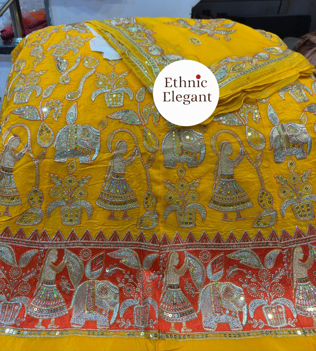 Natural silk poshak thakurji pure odhna heavy patch work handwork poshak