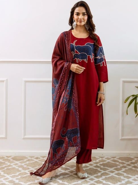 Beautifully decorated with handwork weaving and prints Suit Set  Size - M(38), L(40), XL(42), XXL(44), 3XL(46)*
