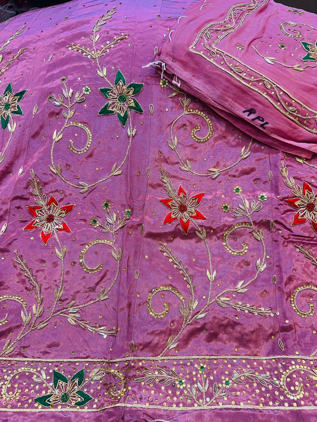 Royal Natural Crepe Ensemble with Handcrafted Jardoji & Dabka Accents