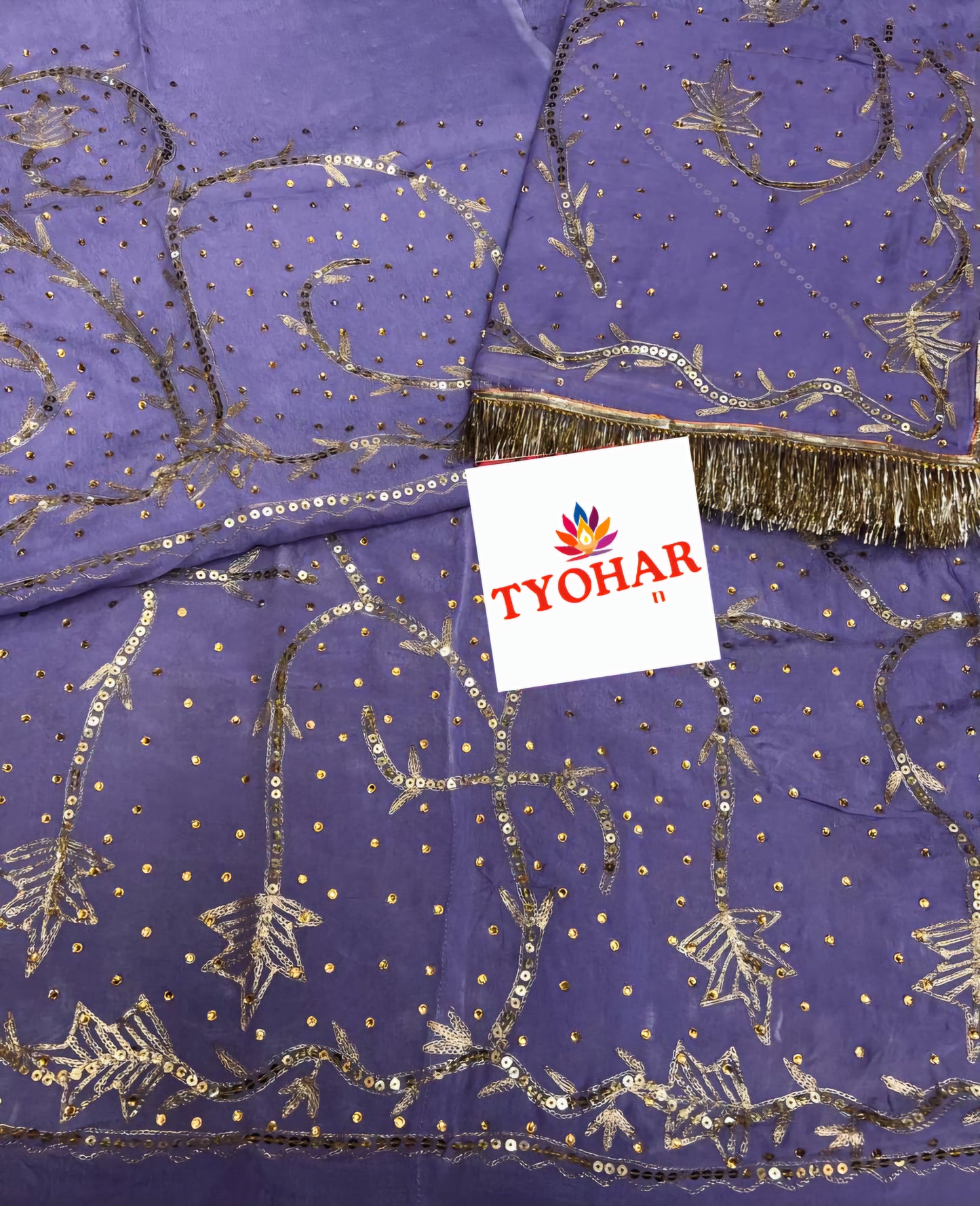 Humrahi Pure Odhani with Jari–Aari–Tari Handwork | Elegant Rajasthani Partywear Poshak