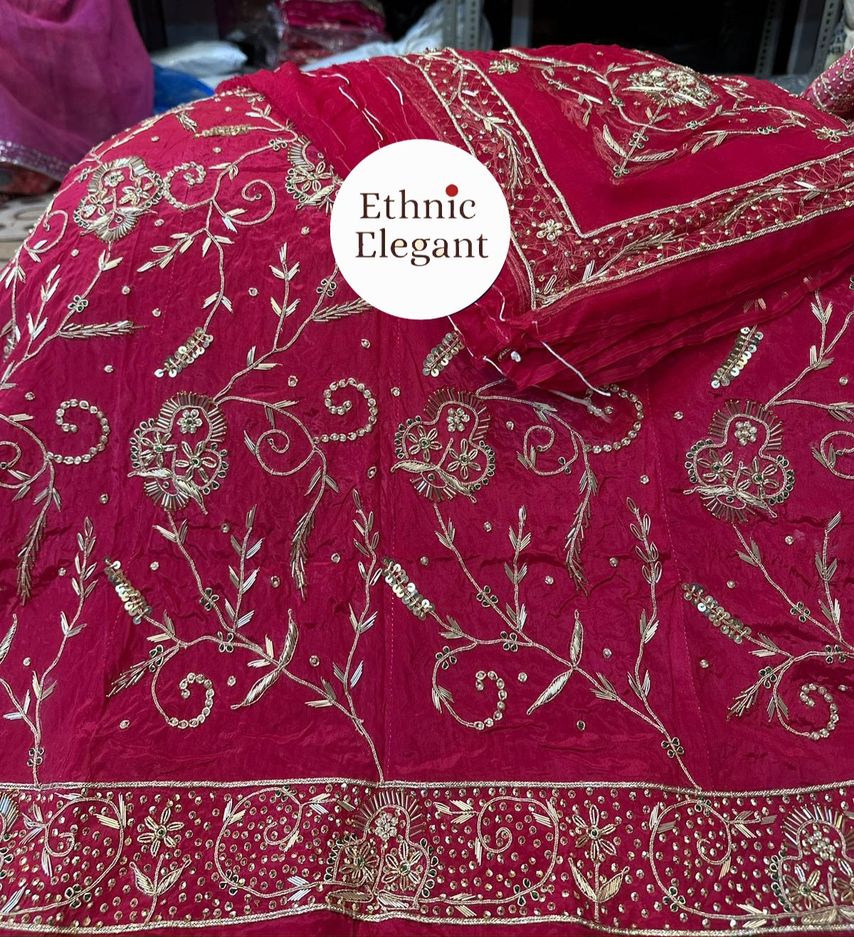 Premium Natural Silk Thakurji Poshak with Pure Odhna & Heavy Jardoji Dabka Work