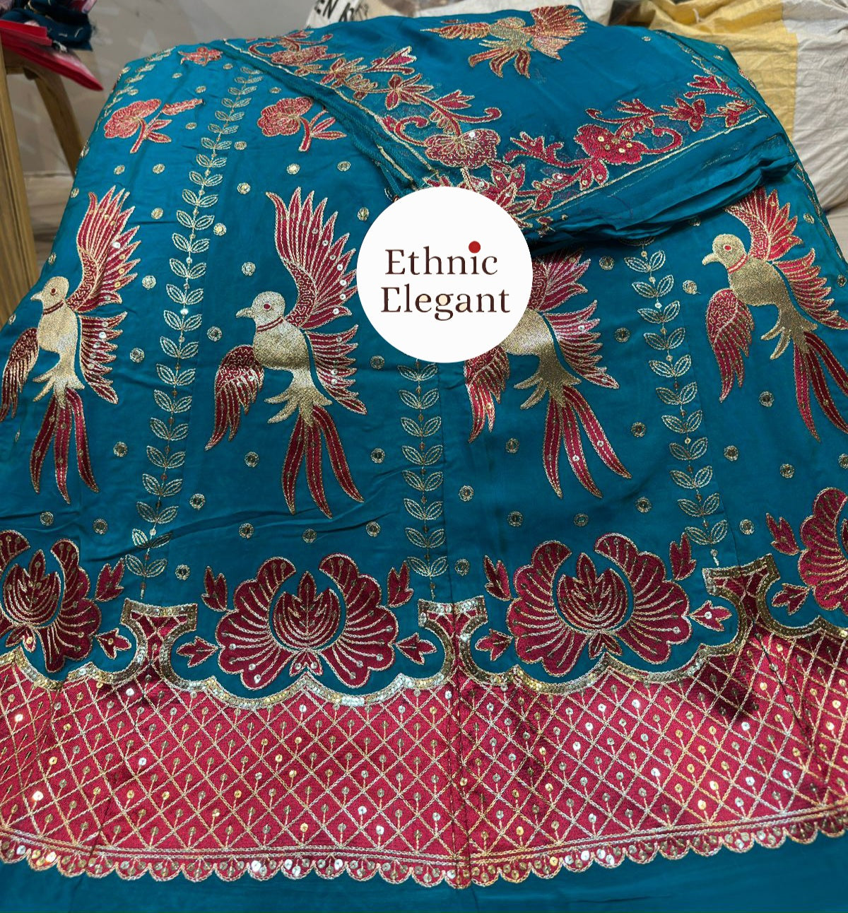 Elegant Natural Silk Thakurji Odhna Poshak with Intricate Patch Hand Embroidery   code: sy