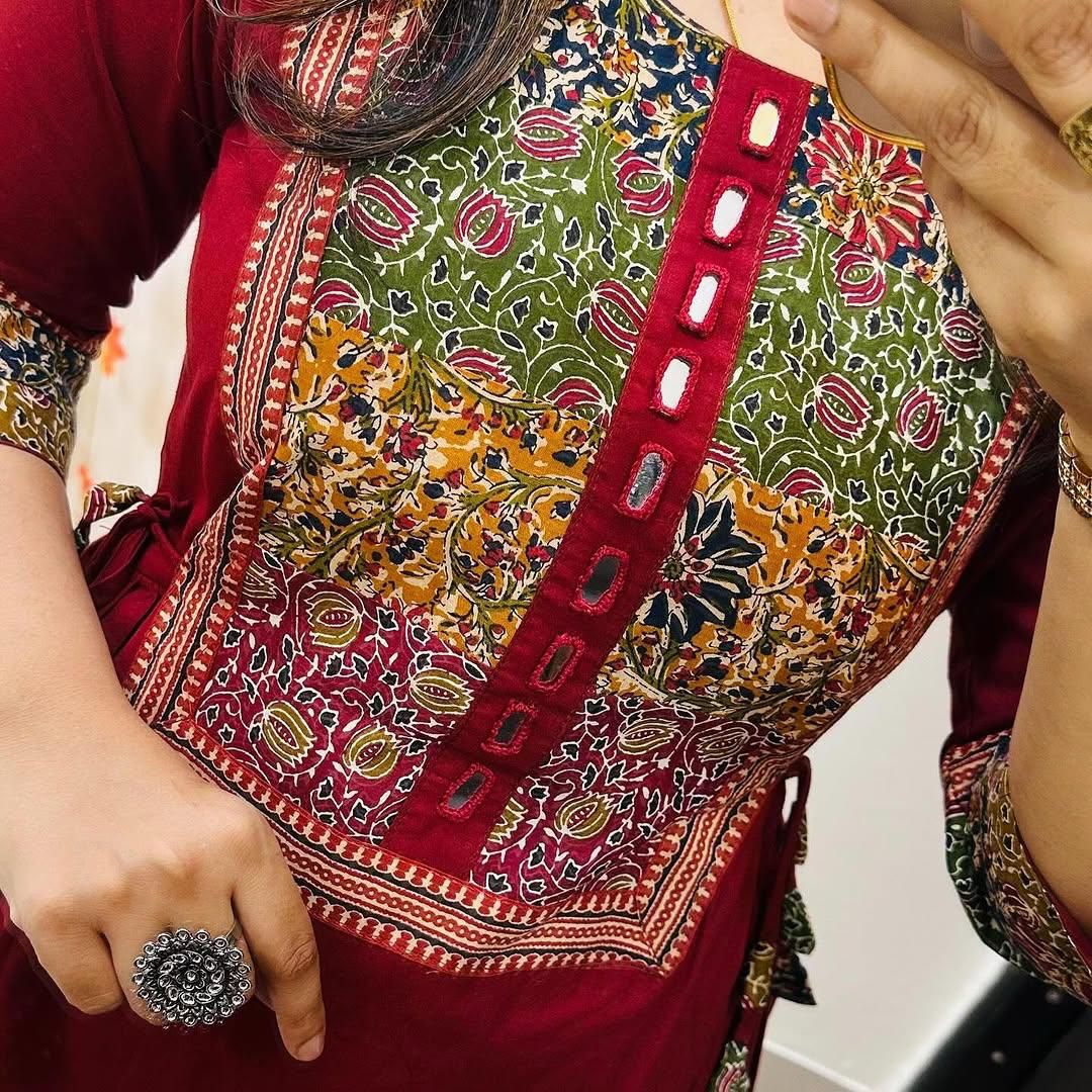 Designer heavy kurti palazzo set Feeting tussels both sides in umbrella cut  Size M /L/XL/XXL/XXXL*