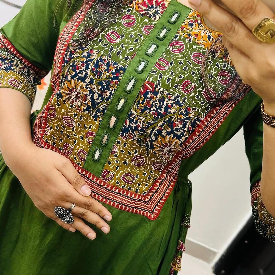 Designer heavy kurti palazzo set Feeting tussels both sides in umbrella cut  Size M /L/XL/XXL/XXXL*