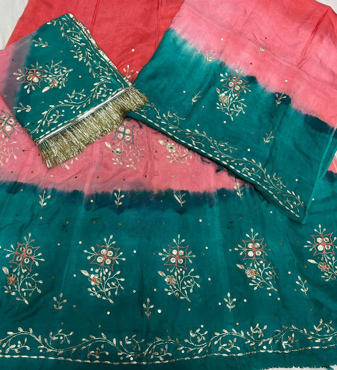 Boutique Party Wear Poshak: New Upada Crape Fabric | 3D Shaded Colors & Hand Aari Work