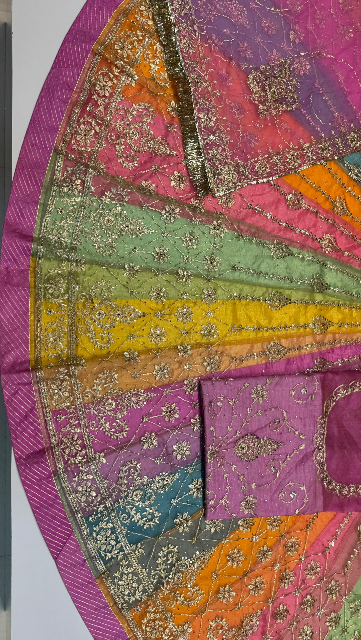 Premium Designer Multicolour Lehenga Set | 4–5 Mtr Ghera • Coding Work • Compac Tissue Fabric • Humrahi Pure Odhani  code:kk