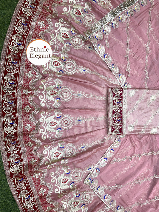 Elegant vintage style Barik Zari work 4 mtr gher designer poshak