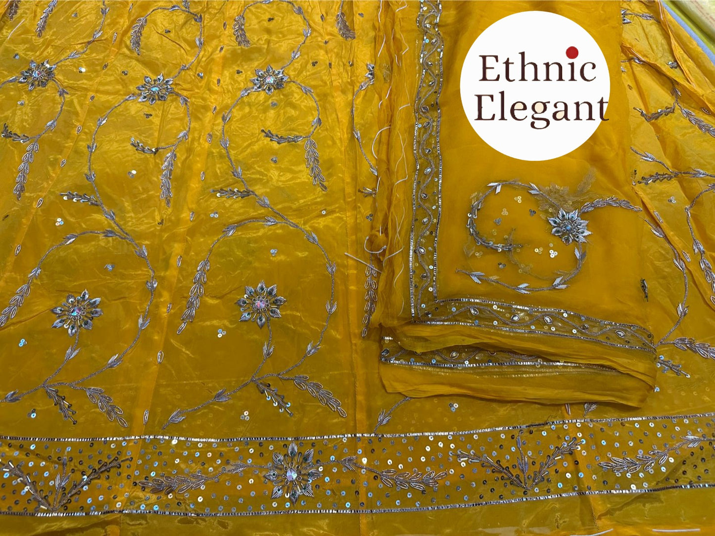 Natural silk thakurji pure odhna dabka + taara  handwork poshak