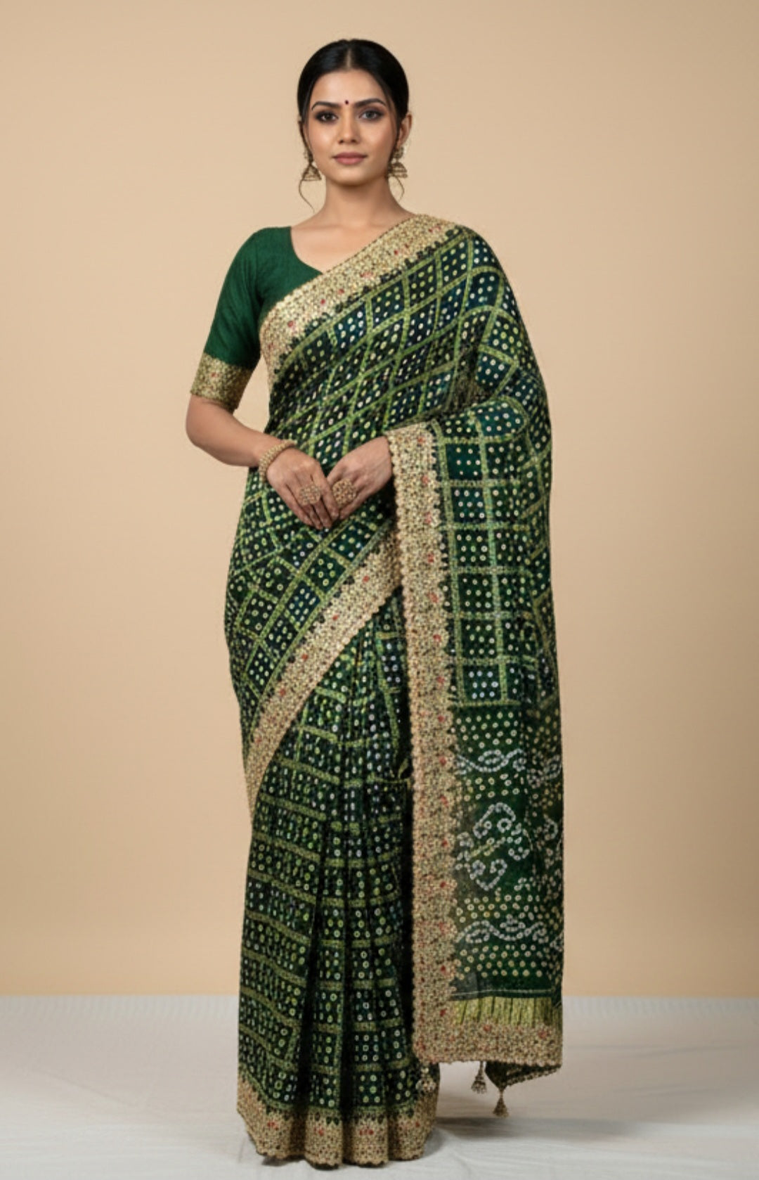 Authentic Pure Gaji Silk Gharchola Bandhej saree