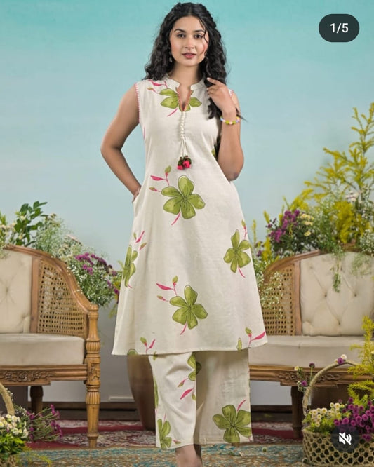 Beautifully aline Cotton kurta set   Sizes : 38, 40, 42, 44, 46*