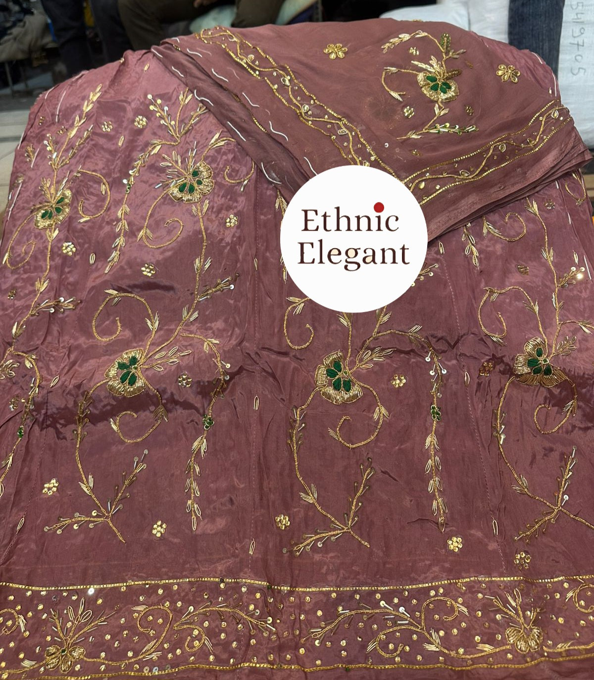 Rajwadi Poshak: Natural Crape with Pure Odhna | Heavy Jardoji & Dabka Handwork