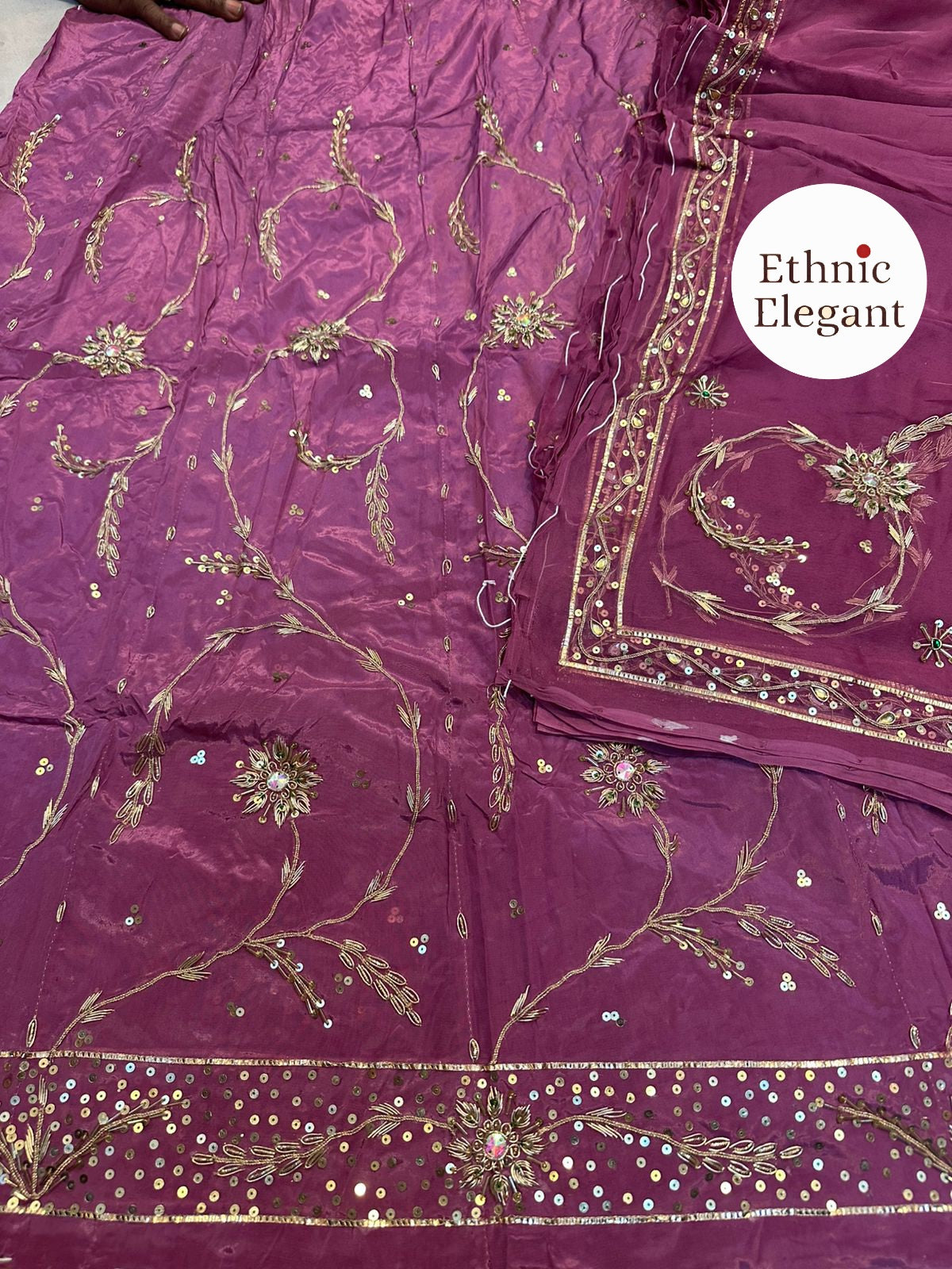 Natural silk thakurji pure odhna dabka + taara  handwork poshak