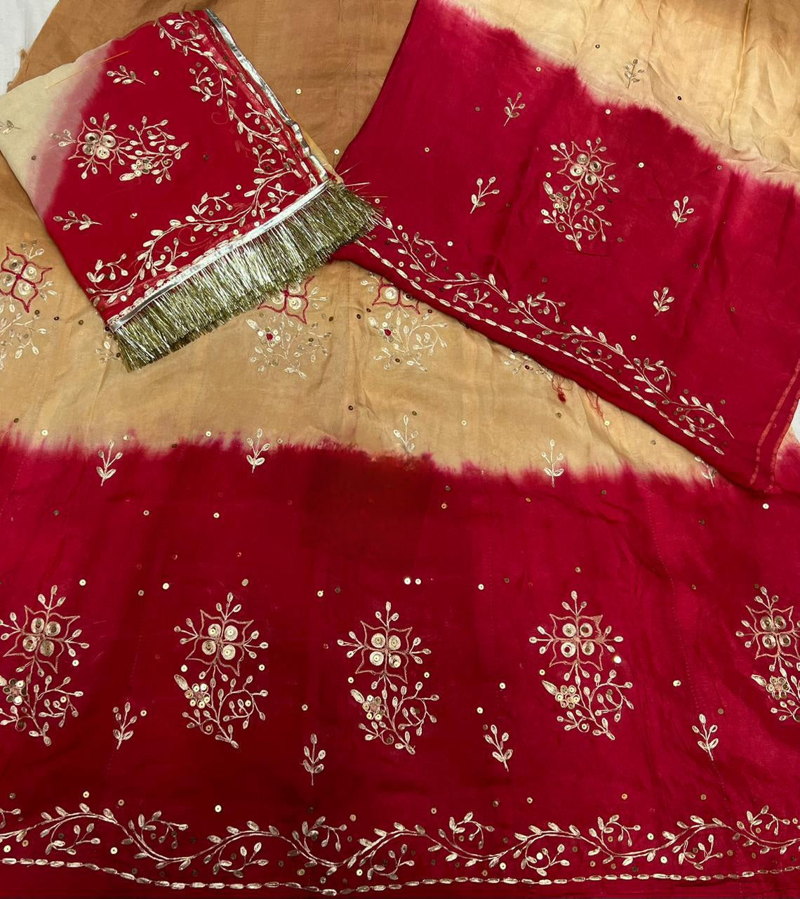 Boutique Party Wear Poshak: New Upada Crape Fabric | 3D Shaded Colors & Hand Aari Work