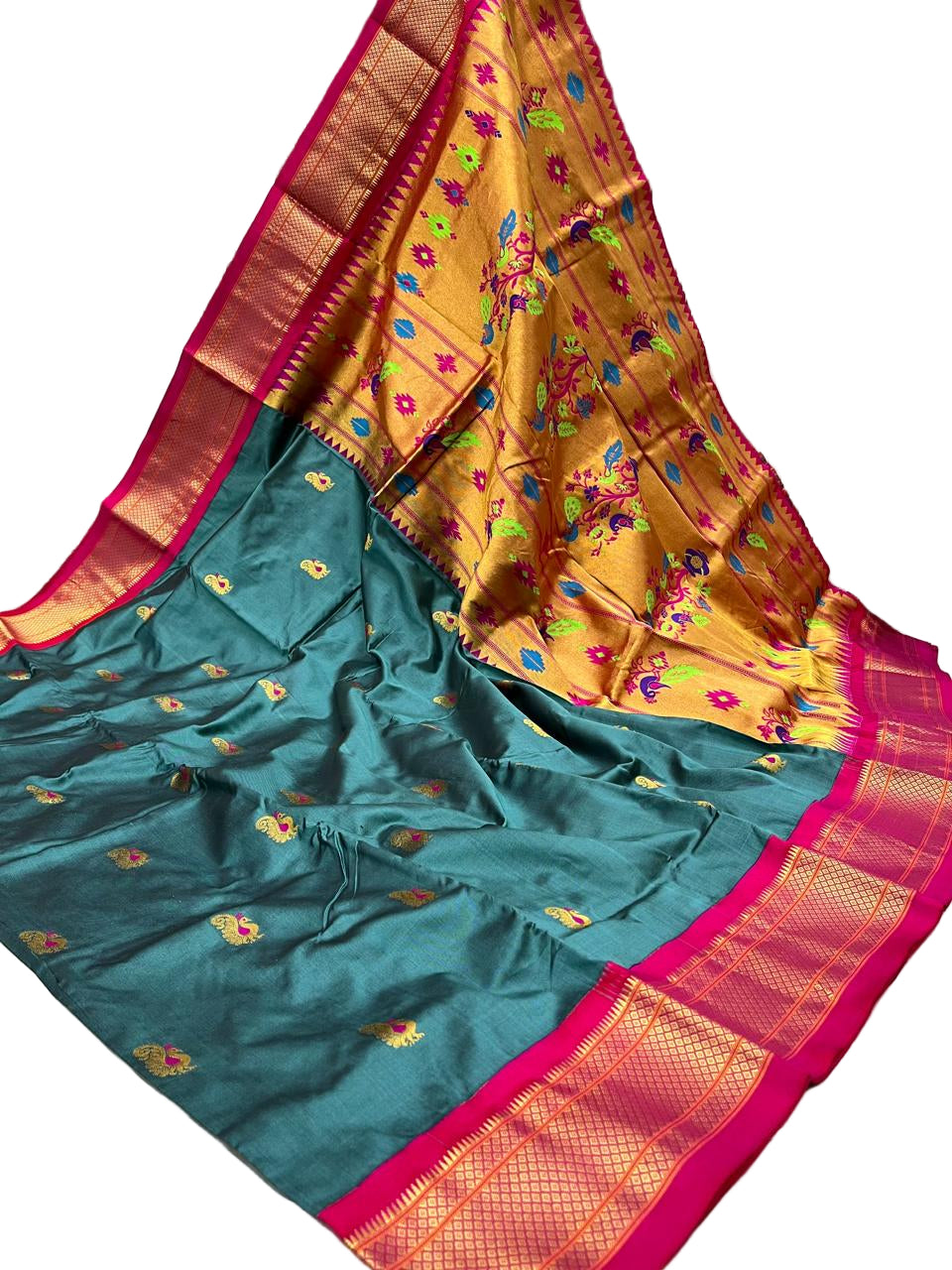KADIYAL BORDER PEACOCK DESIGN PURE SILK PAITHANI SAREE