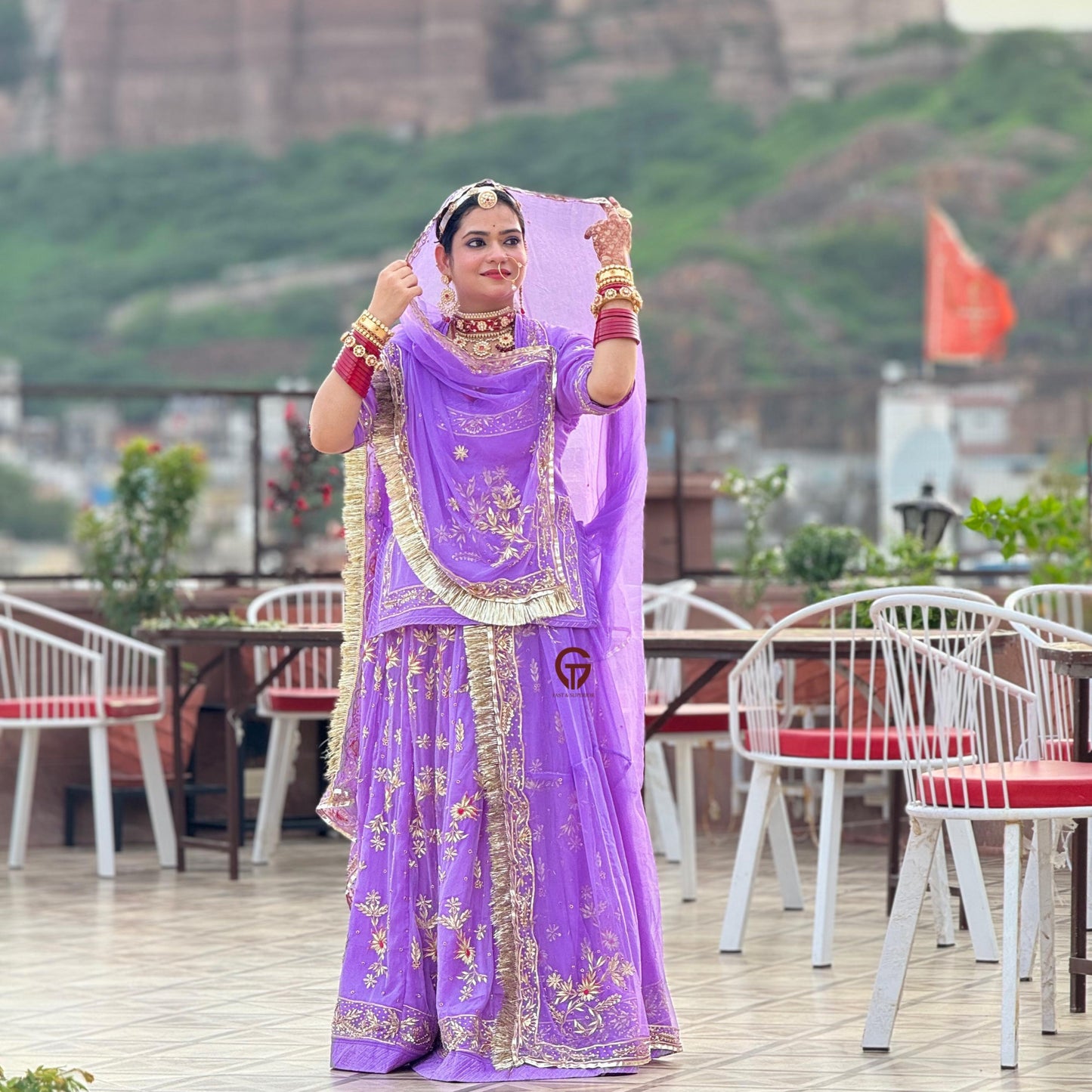 Exquisite Hand Dabka and Kundan heavy work Rajwadi Poshak