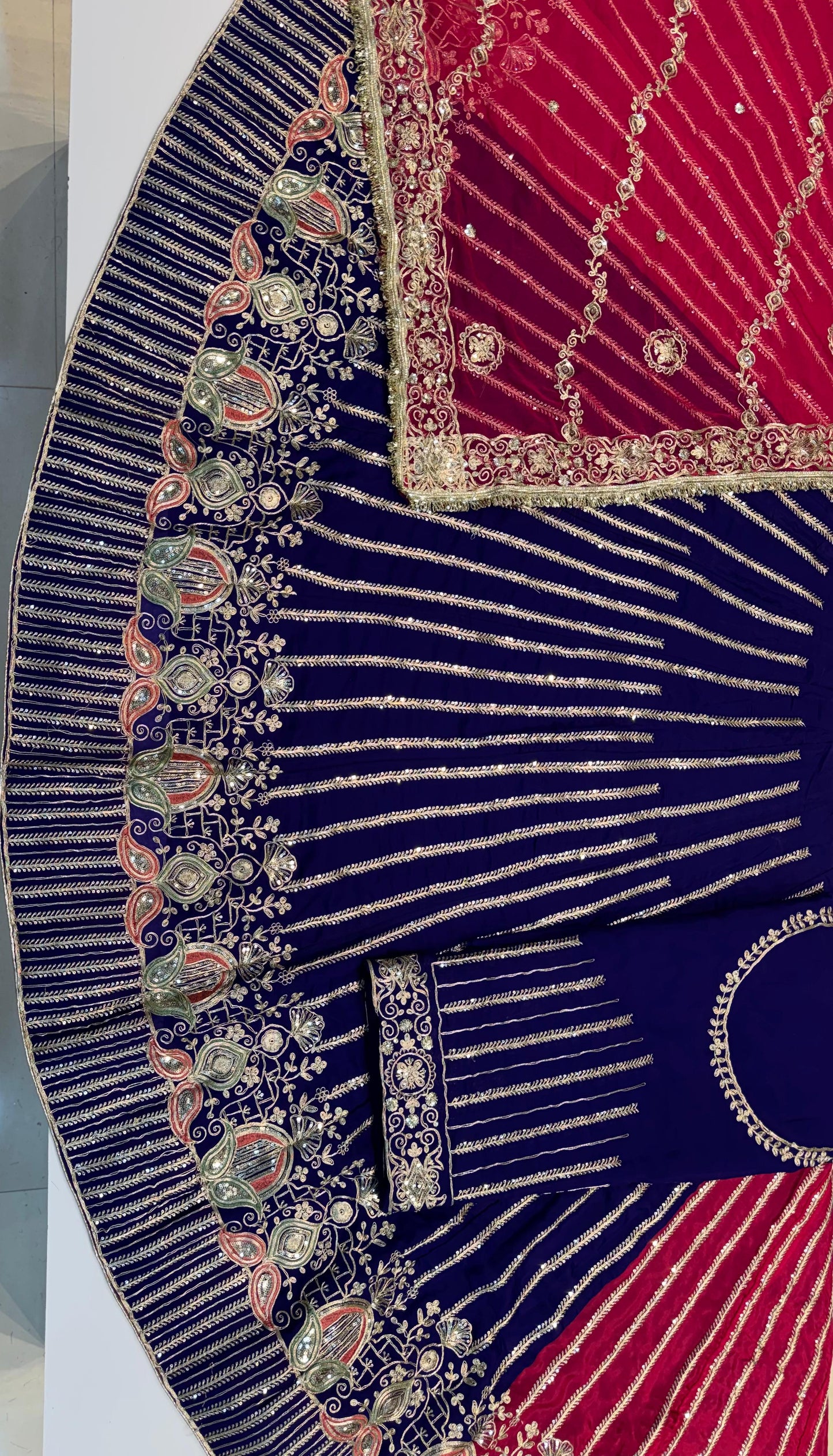 Elegant Designer Lehenga Poshak – 5Mtr Ghera, Heavy Jari & Sequence Work